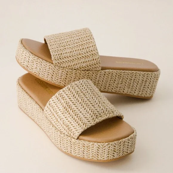 Cushionaire Kudos Platform Wedge Sandals Women Natural Espadrille Comfort Sz 8M - Picture 15 of 16
